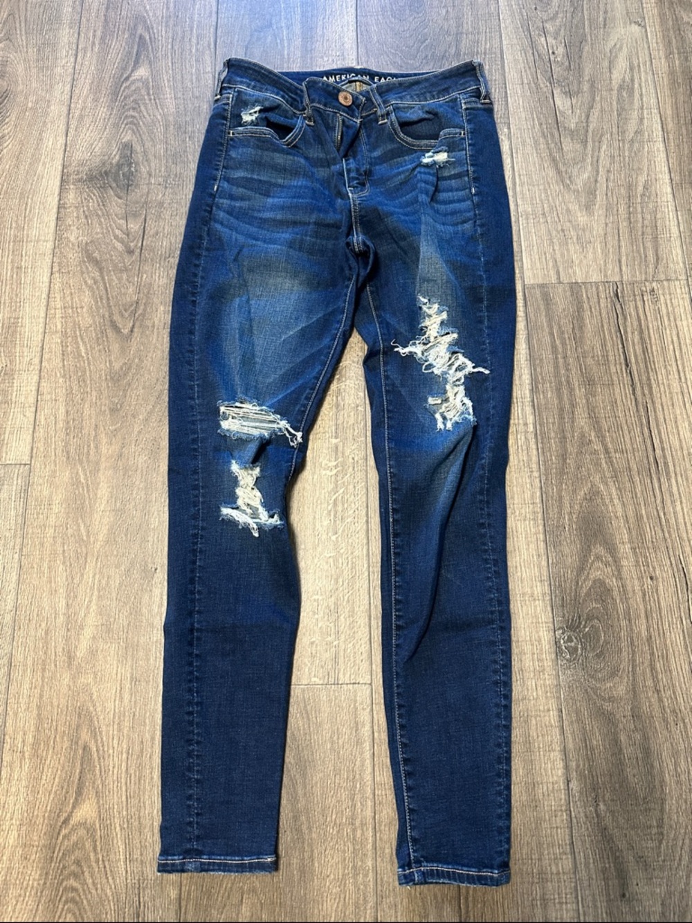 American Eagle Outfitters Dark Blue Distressed Jeggings
